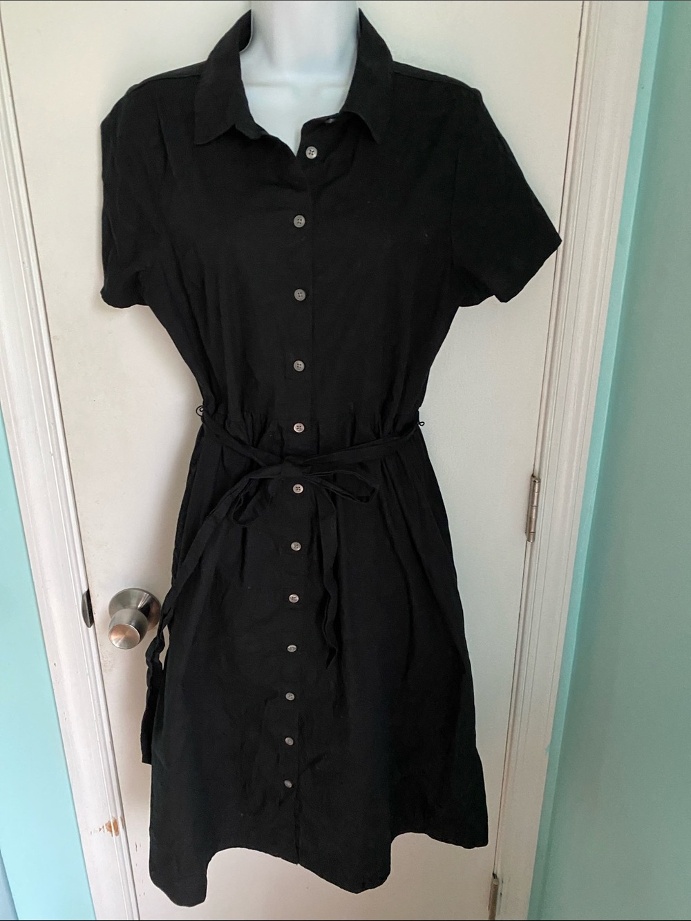 J. Crew Outlet Black Button-Front Shirt Dress